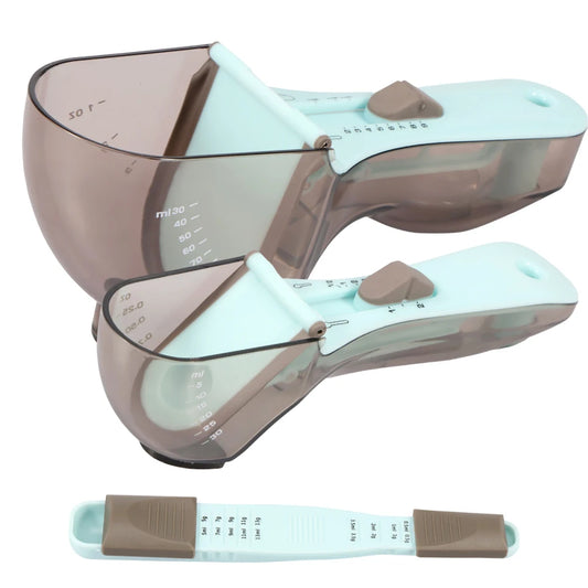 Adjustable Plastic Kitchen Measuring Spoon Set
